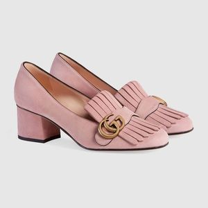 Pink Suede Marmont Loafer Mid-Heel Pumps